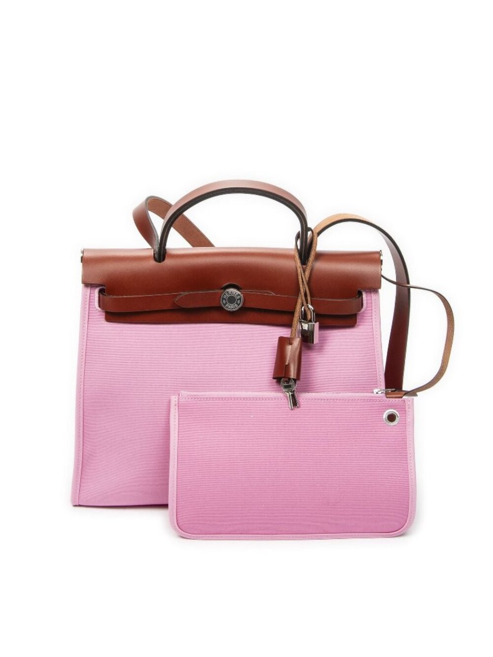 Hermes Herbag Zip Brown Toile Officier Handbag